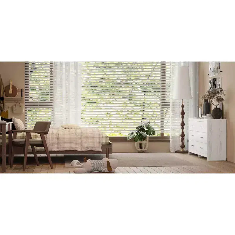 Famapy Wood Grain Dresser With Six Drawers And Black Handles For Living Room Storage