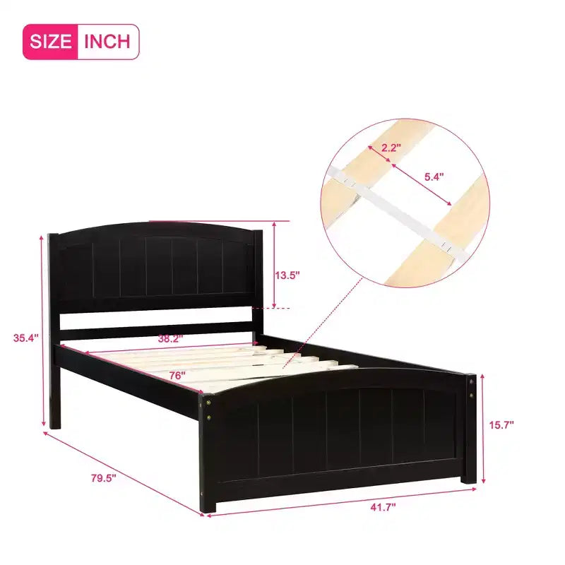 Whisen Twin Size Platform Bed with Sturdy Pinewood Frame and Legs
