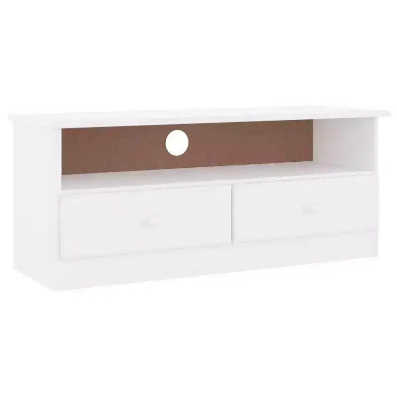 vidaXL ALTA TV Cabinet - Solid Pine Wood TV Stand with Drawers - White, Scandinavian Styling, Ample Storage Space, 39.4x13.8x16.1