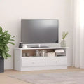 Meuble TV en bois de pin massif avec tiroirs Blanc