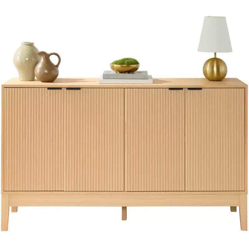 Armoire de rangement à 4 portes cannelées avec portes à fermeture douce