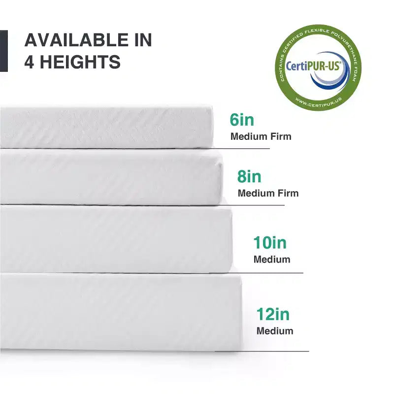 Matelas en mousse à mémoire de forme au thé vert, fermeté moyenne