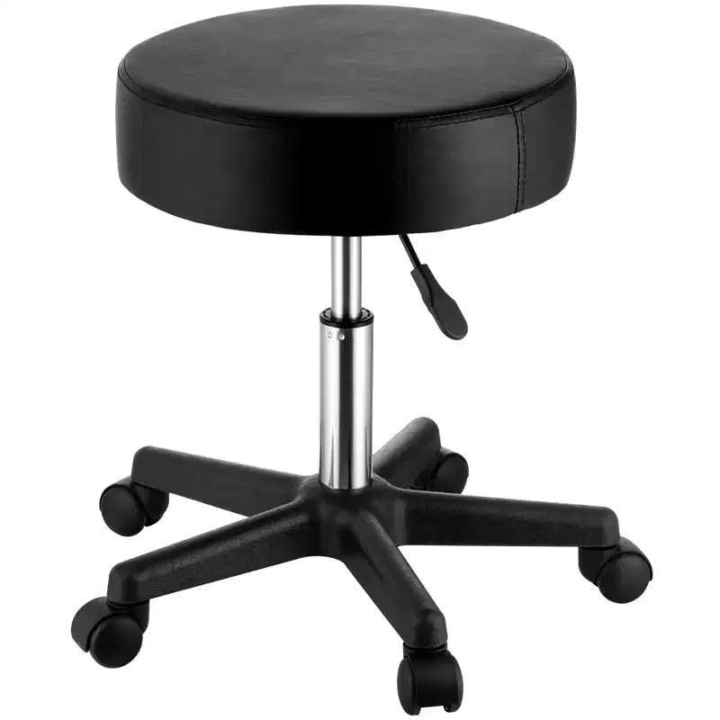 VEVOR Rolling Stools with Wheels, 400 LBS Weight Capacity Adjustable Height Stool with Ultra-Thick Seat Cushion, Swivel Stools Chair, Black