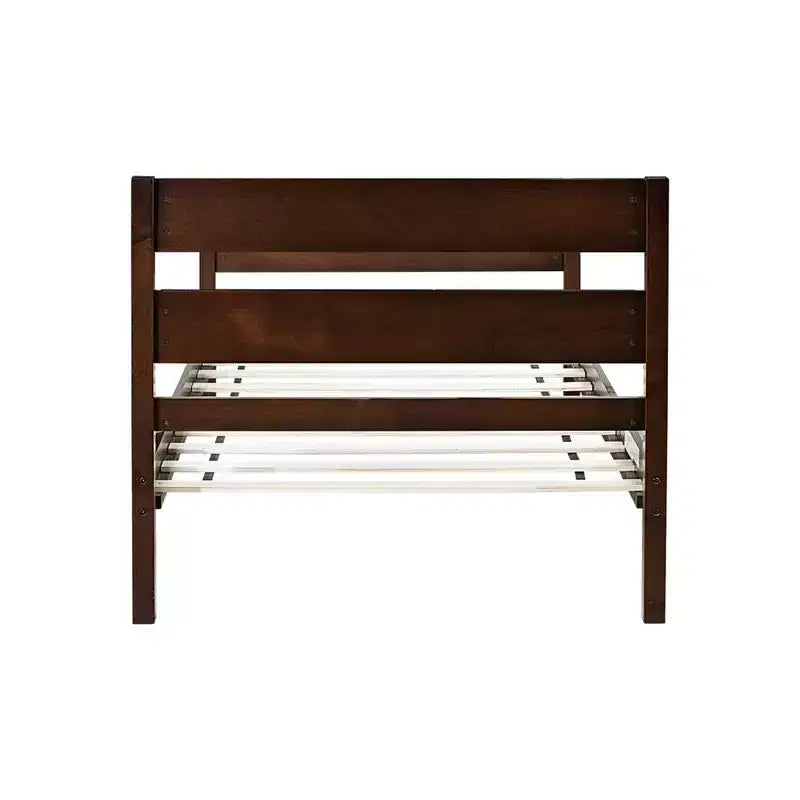 Lit de rangement simple avec tête de lit en bois d'hévéa massif