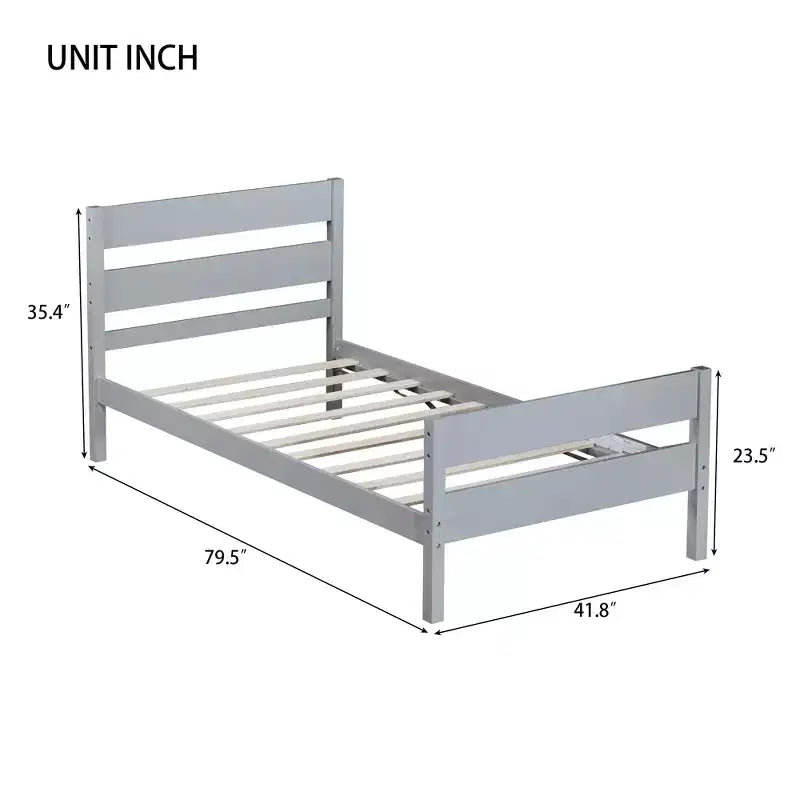 Lit de rangement simple avec tête de lit en bois d'hévéa massif