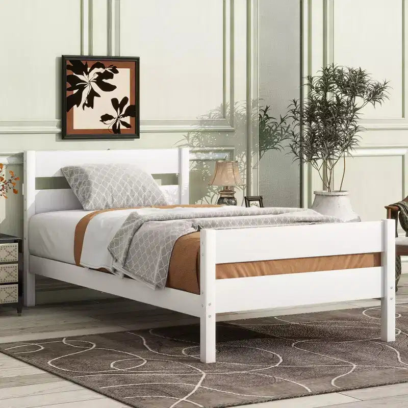 Lit de rangement simple avec tête de lit en bois d'hévéa massif