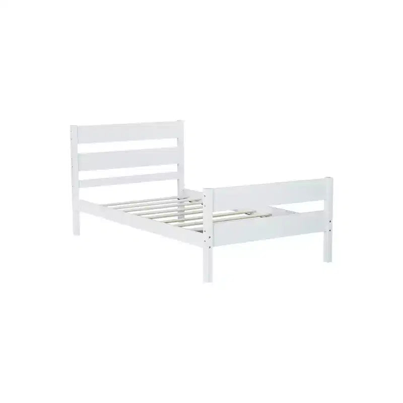 Lit de rangement simple avec tête de lit en bois d'hévéa massif