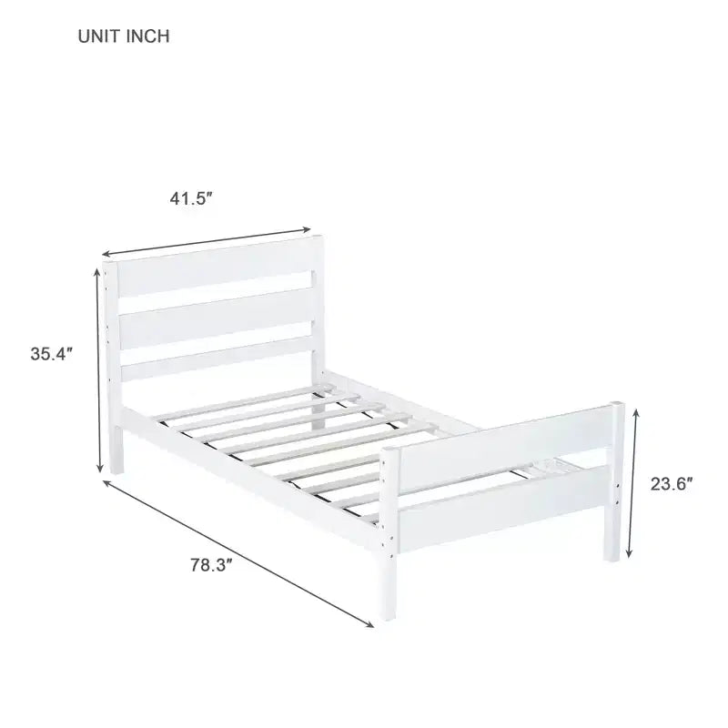Lit de rangement simple avec tête de lit en bois d'hévéa massif