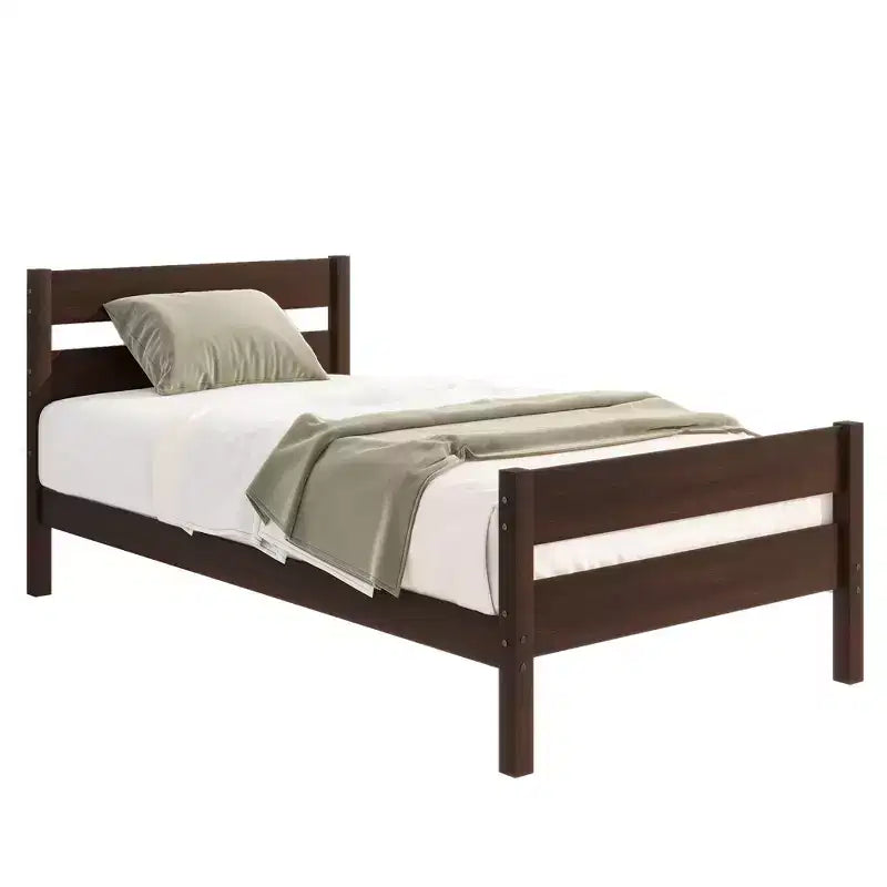 Lit de rangement simple avec tête de lit en bois d'hévéa massif