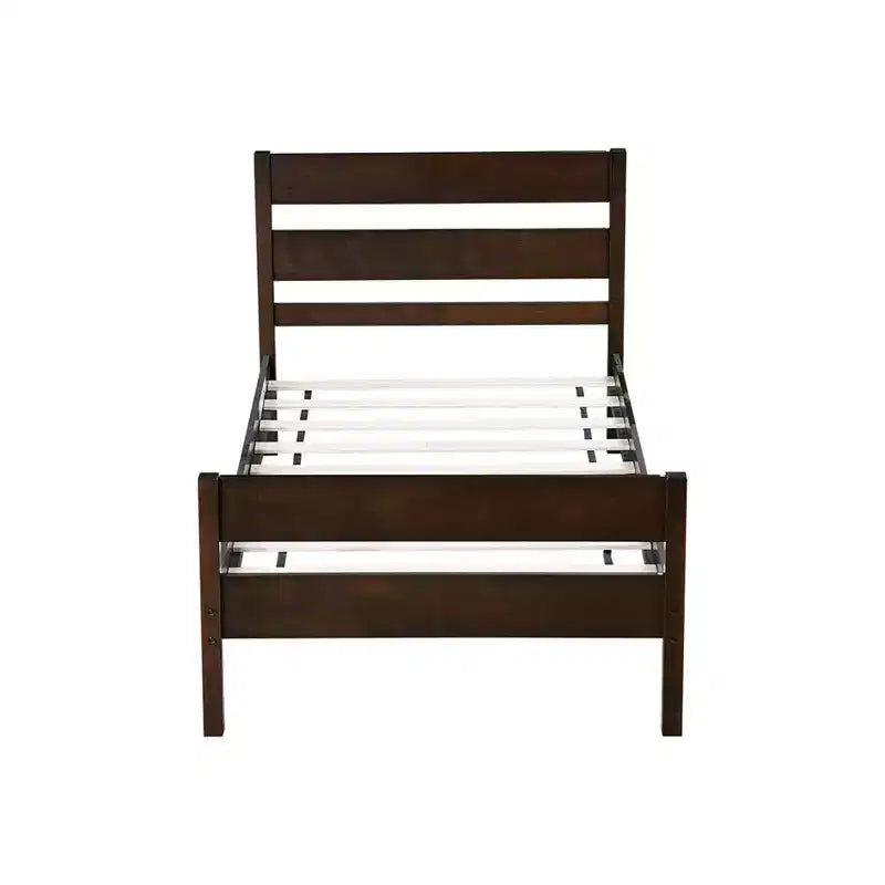 Lit de rangement simple avec tête de lit en bois d'hévéa massif