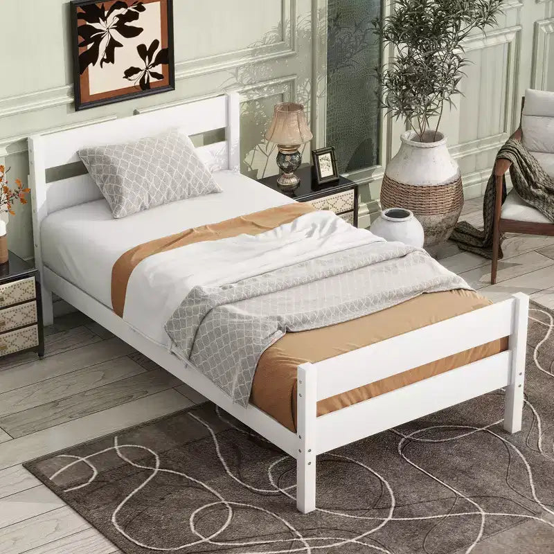 Lit de rangement simple avec tête de lit en bois d'hévéa massif
