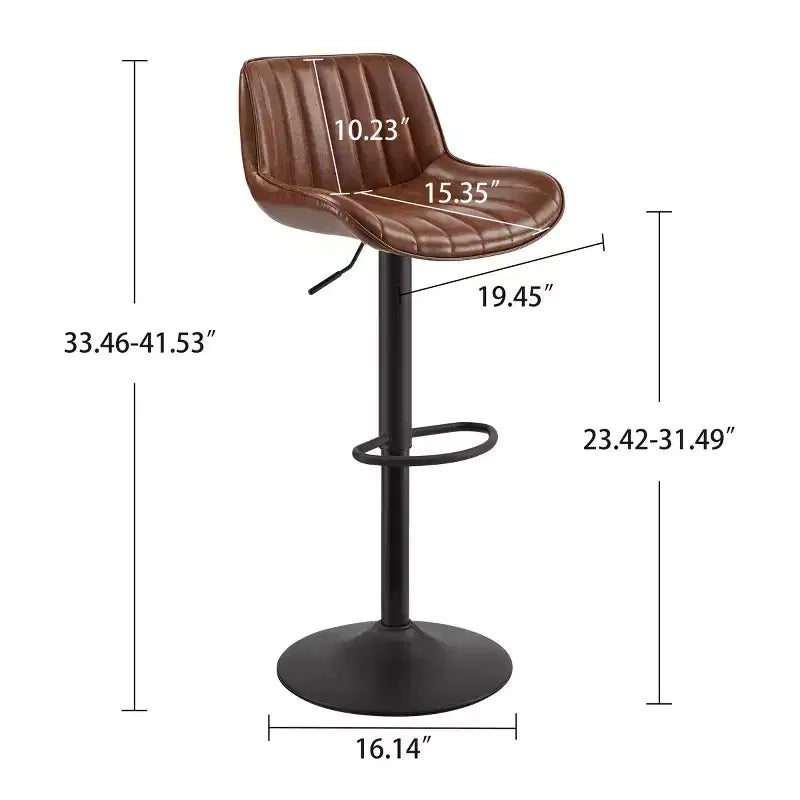 Tabouret de bar pivotant et réglable en hauteur en similicuir