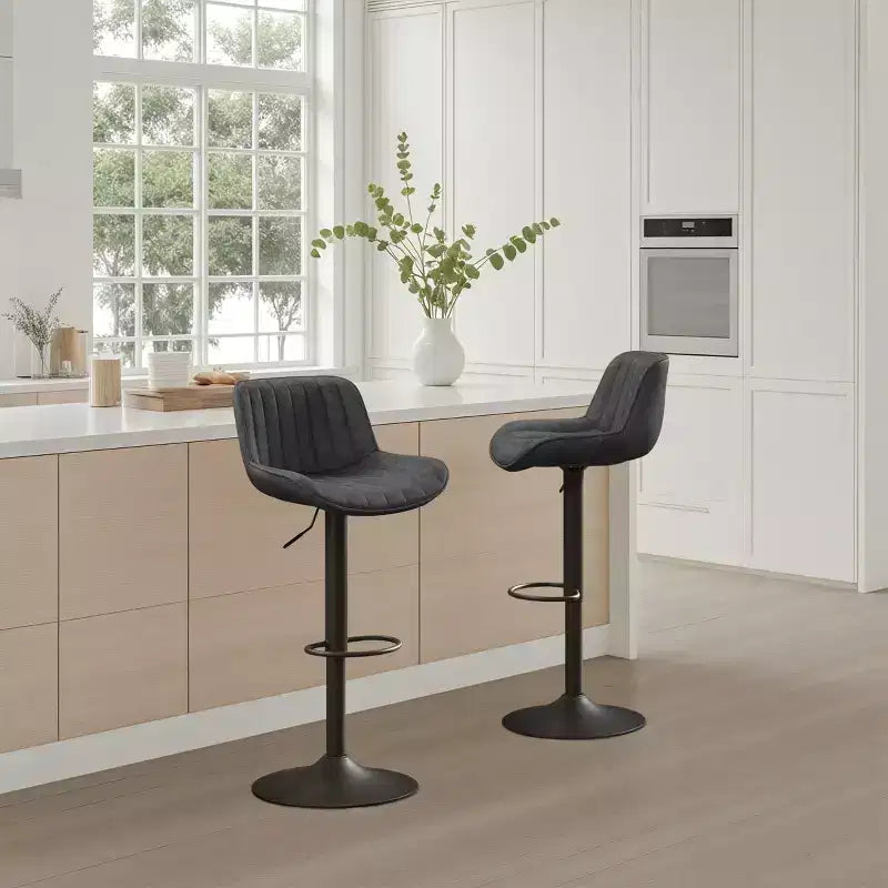 Tabouret de bar pivotant et réglable en hauteur en similicuir