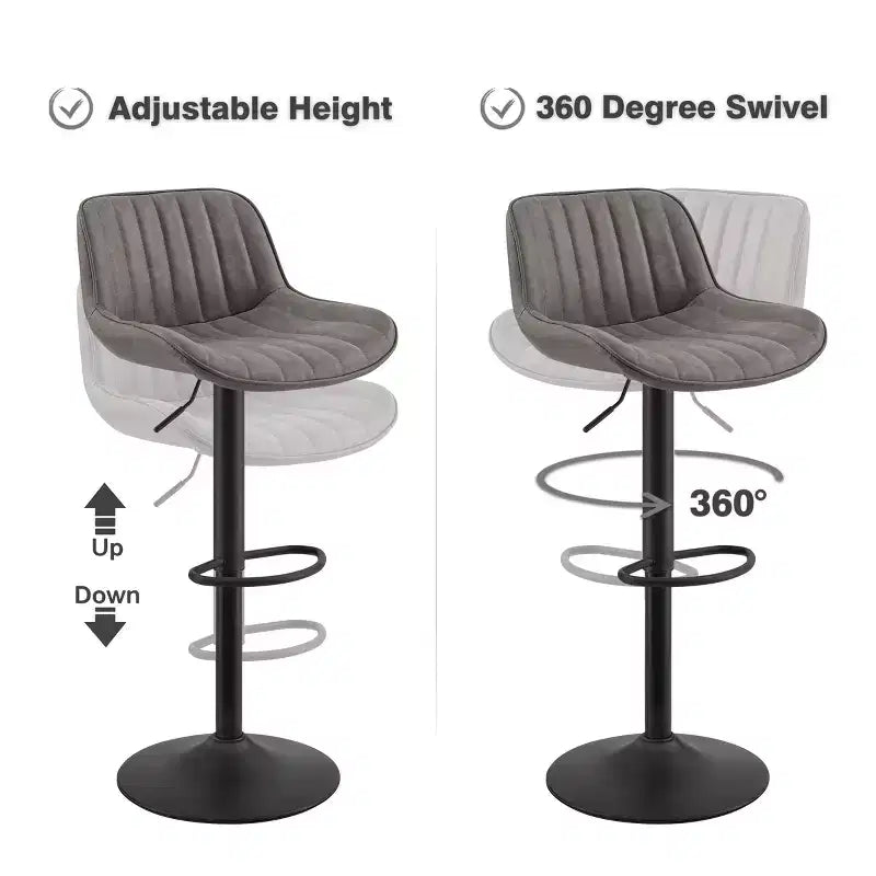 Tabouret de bar pivotant et réglable en hauteur en similicuir