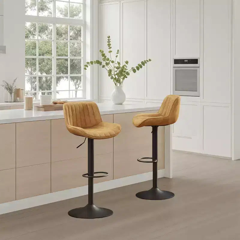 Tabouret de bar pivotant et réglable en hauteur en similicuir