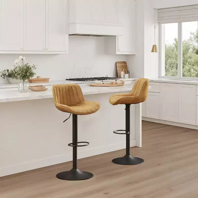 Tabouret de bar pivotant et réglable en hauteur en similicuir