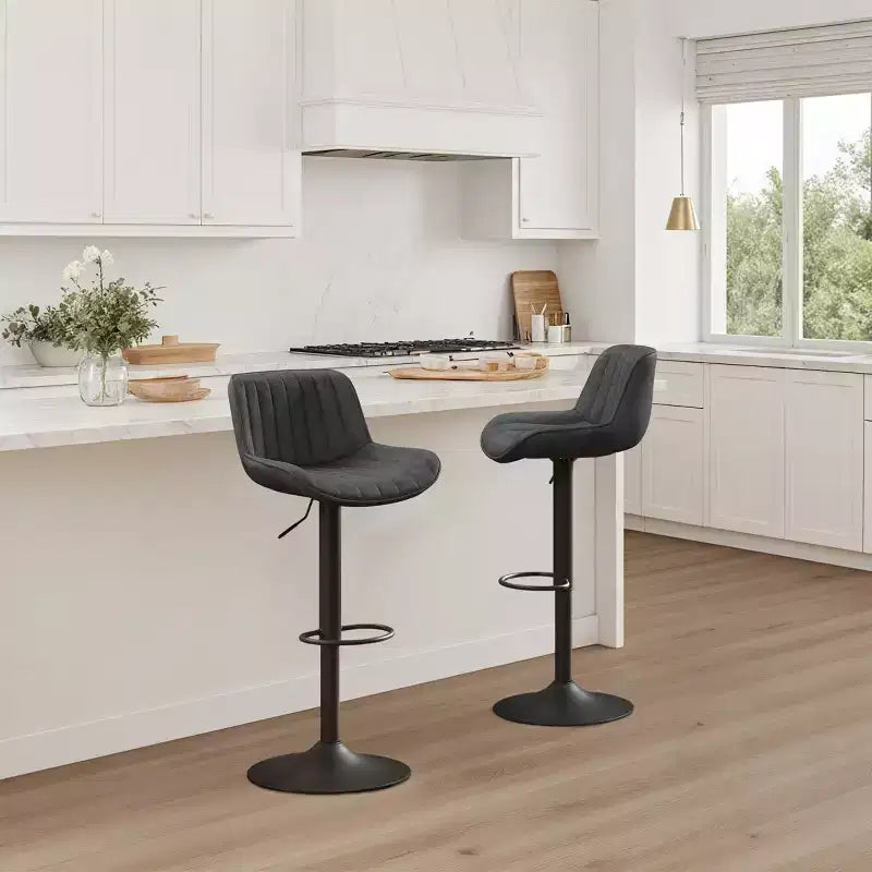 Tabouret de bar pivotant et réglable en hauteur en similicuir