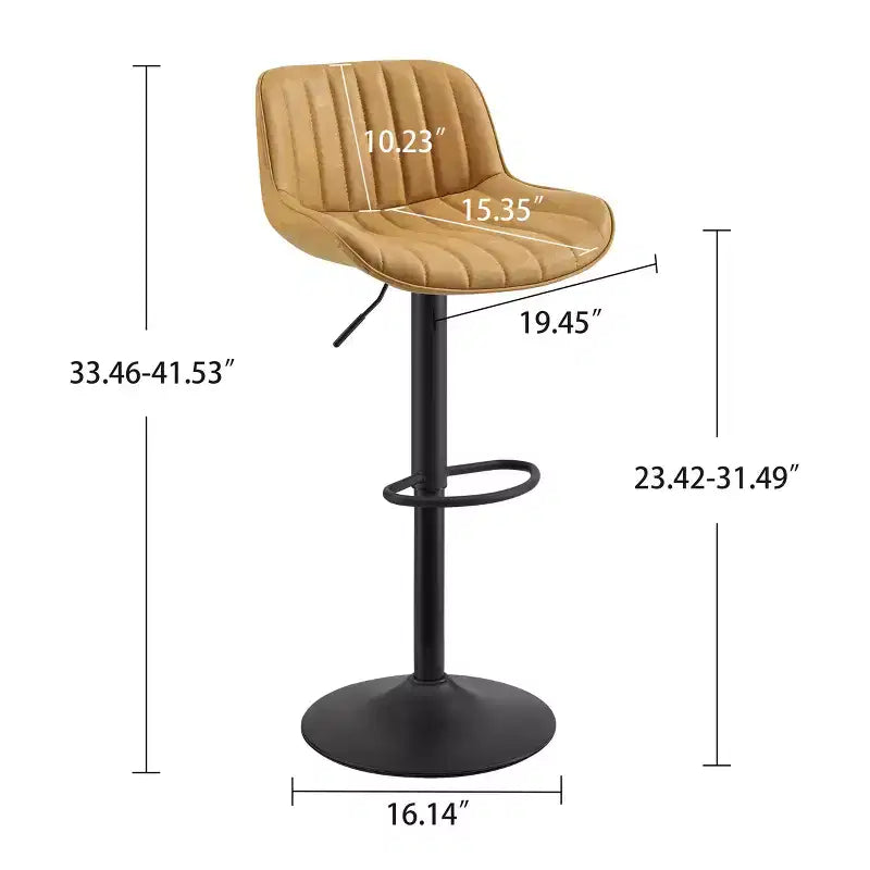 Tabouret de bar pivotant et réglable en hauteur en similicuir