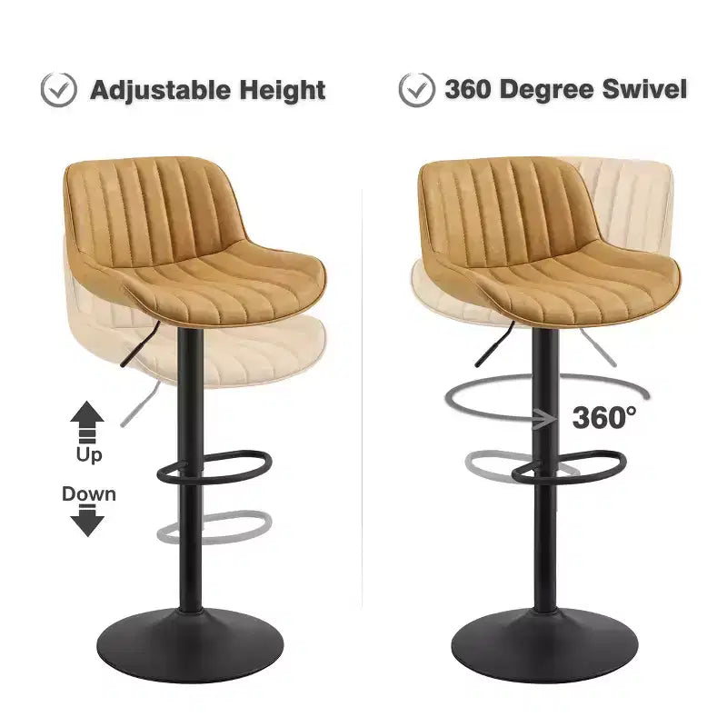 Tabouret de bar pivotant et réglable en hauteur en similicuir