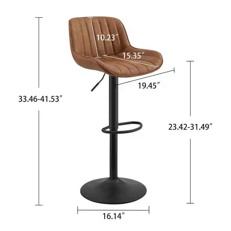 Tabouret de bar pivotant et réglable en hauteur en similicuir