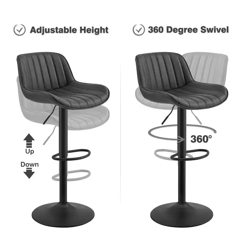 Tabouret de bar pivotant et réglable en hauteur en similicuir