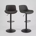 Art Leon Set of 2 Faux Leather Swivel and Height Adjustable Barstool