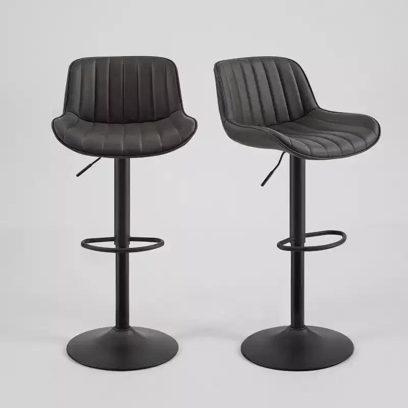 Art Leon Set of 2 Faux Leather Swivel and Height Adjustable Barstool