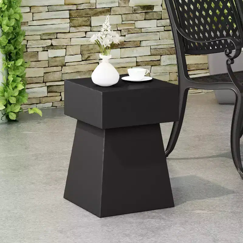 Modern End Table Outdoor Side Table Coffee Table Bedside Table, No Assembly, Black-Christopher Knight Home