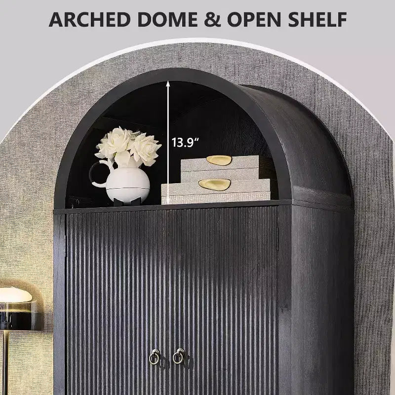 Garde-manger haut et arqué de 180 cm, armoire de rangement moderne avec 3 étagères réglables