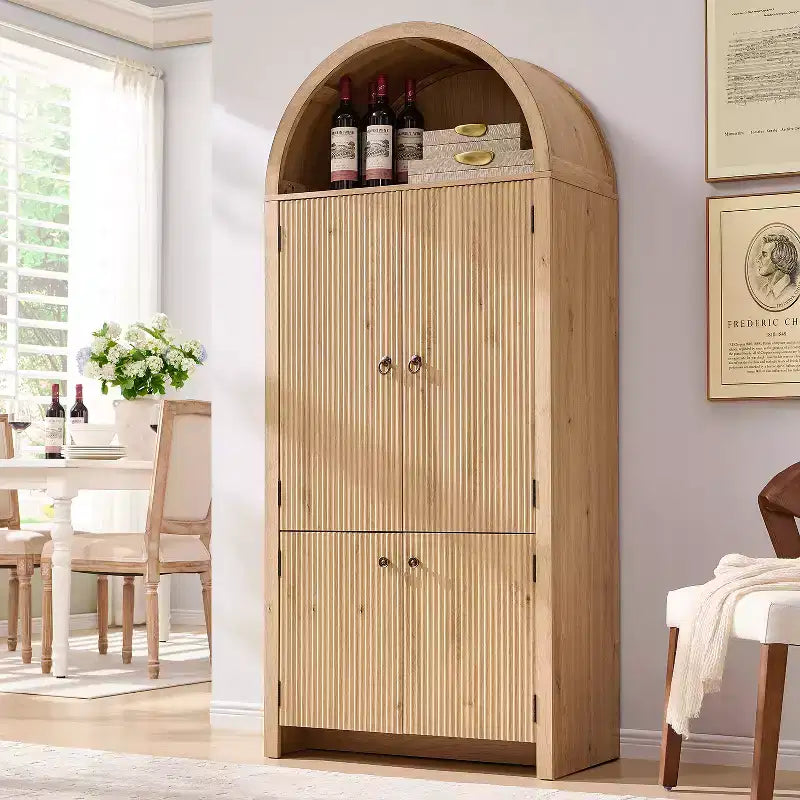Garde-manger haut et arqué de 180 cm, armoire de rangement moderne avec 3 étagères réglables