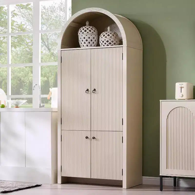 Garde-manger haut et arqué de 180 cm, armoire de rangement moderne avec 3 étagères réglables