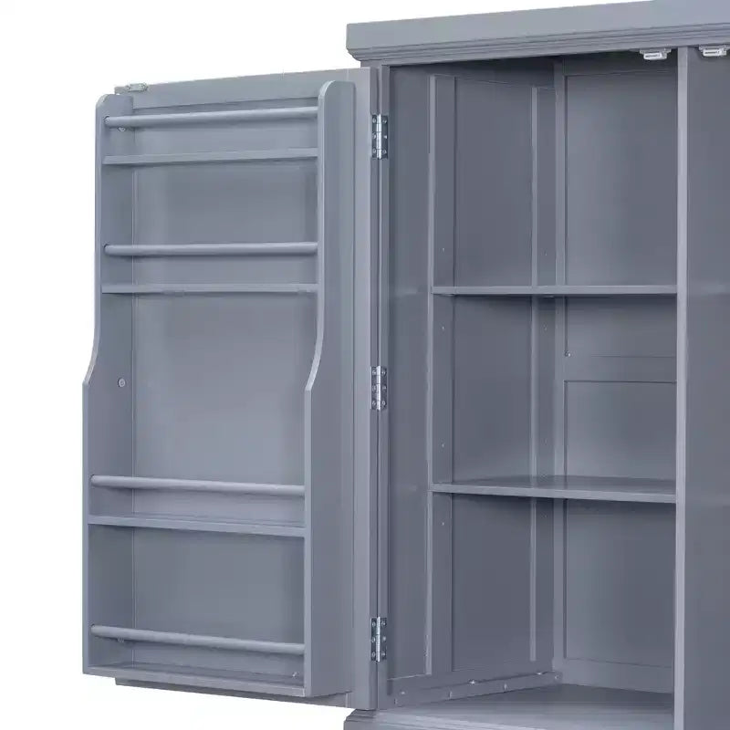 Armoire de cuisine autoportante en bois avec tiroirs et étagères réglables