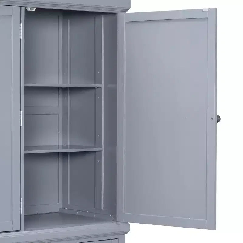 Armoire de cuisine autoportante en bois avec tiroirs et étagères réglables