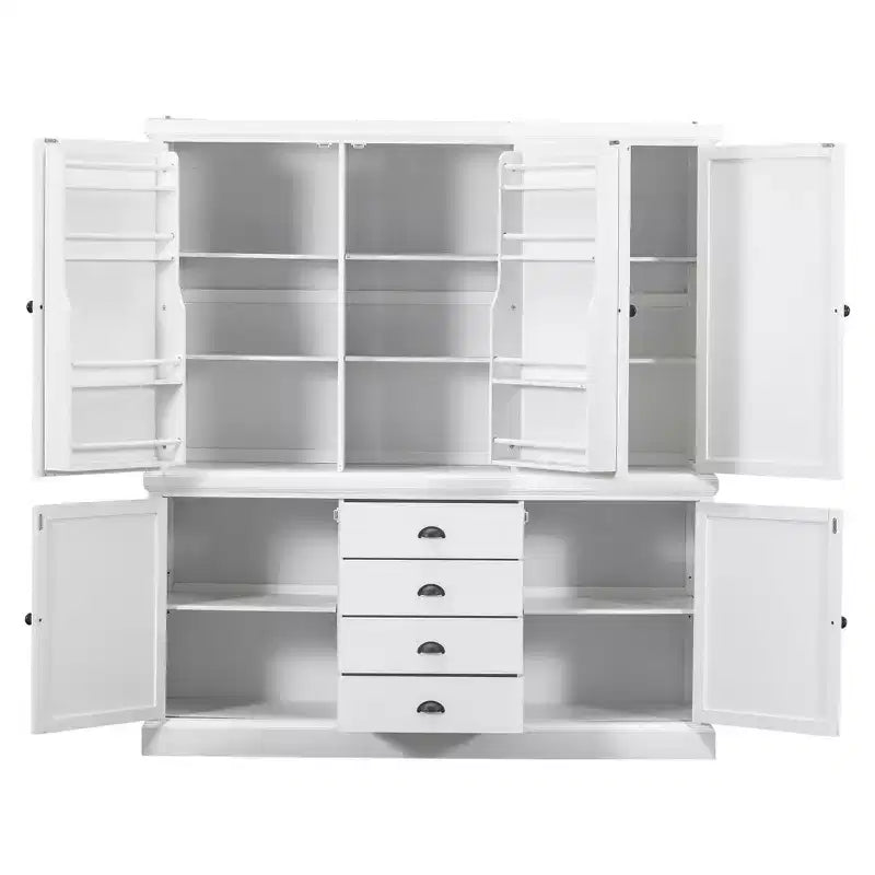 Armoire de cuisine autoportante en bois avec tiroirs et étagères réglables
