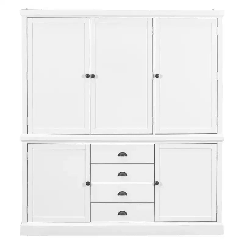 Armoire de cuisine autoportante en bois avec tiroirs et étagères réglables