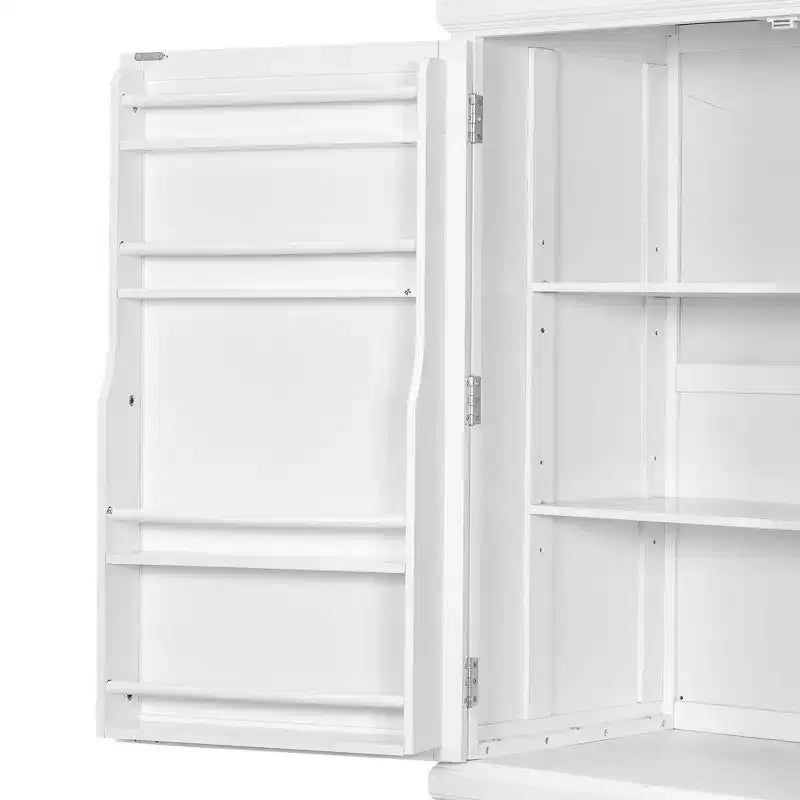 Armoire de cuisine autoportante en bois avec tiroirs et étagères réglables
