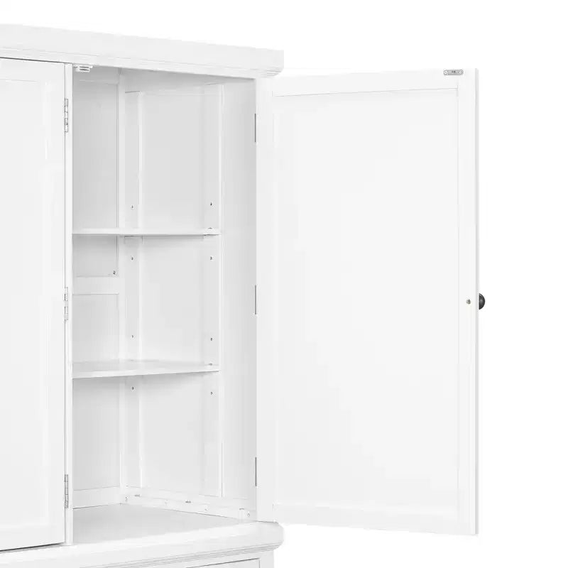 Armoire de cuisine autoportante en bois avec tiroirs et étagères réglables
