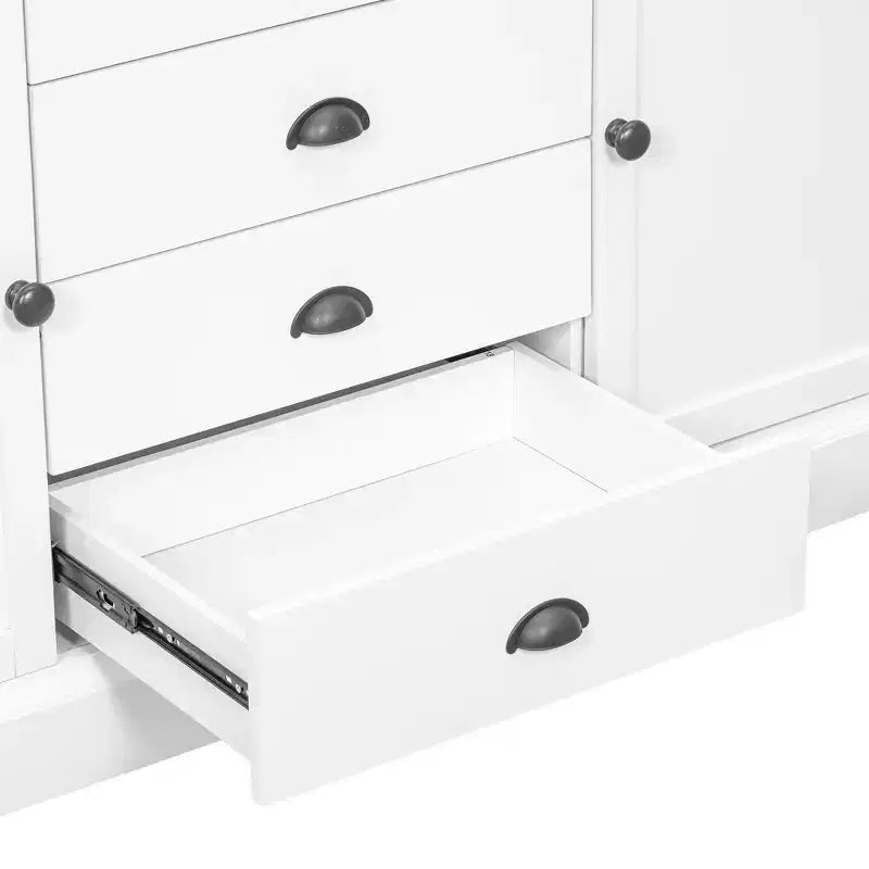 Armoire de cuisine autoportante en bois avec tiroirs et étagères réglables