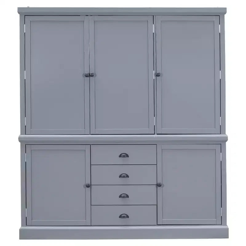 Armoire de cuisine autoportante en bois avec tiroirs et étagères réglables
