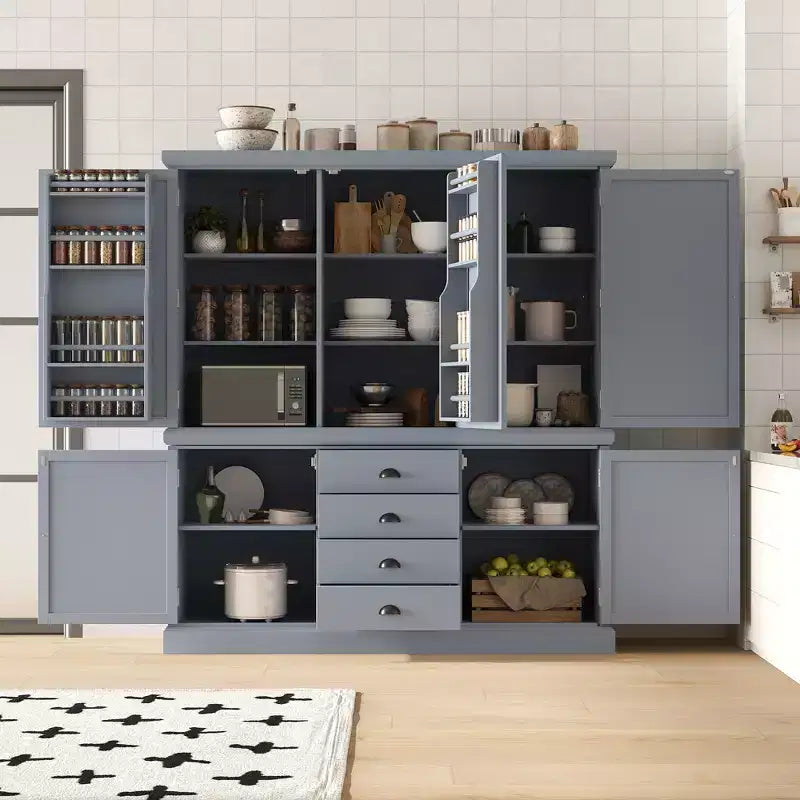 Whisen 73'' Freestanding Wooden Kitchen Pantry Cabinet with Drawers and Adjustable Shelves for Storage and Organization in Dining Room or Kitchen