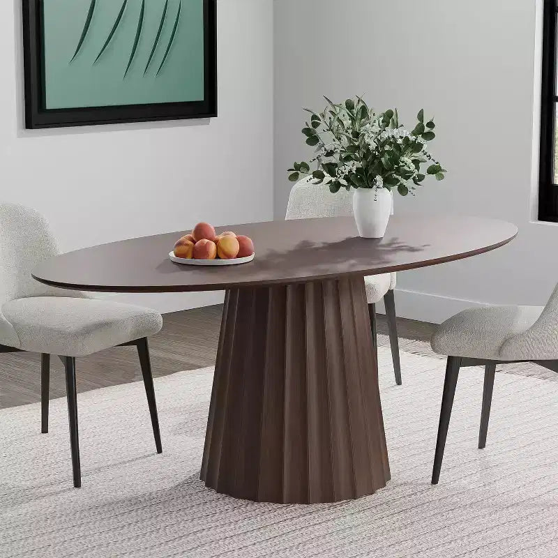 Table à manger ovale en bois massif de style nordique de 67 pouces