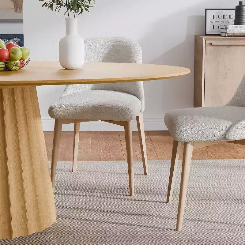 Table à manger ovale en bois massif de style nordique de 67 pouces
