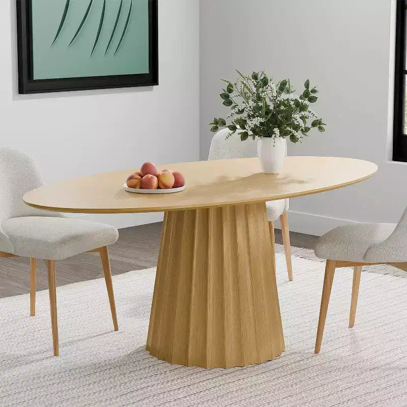 Table à manger ovale en bois massif de style nordique de 67 pouces