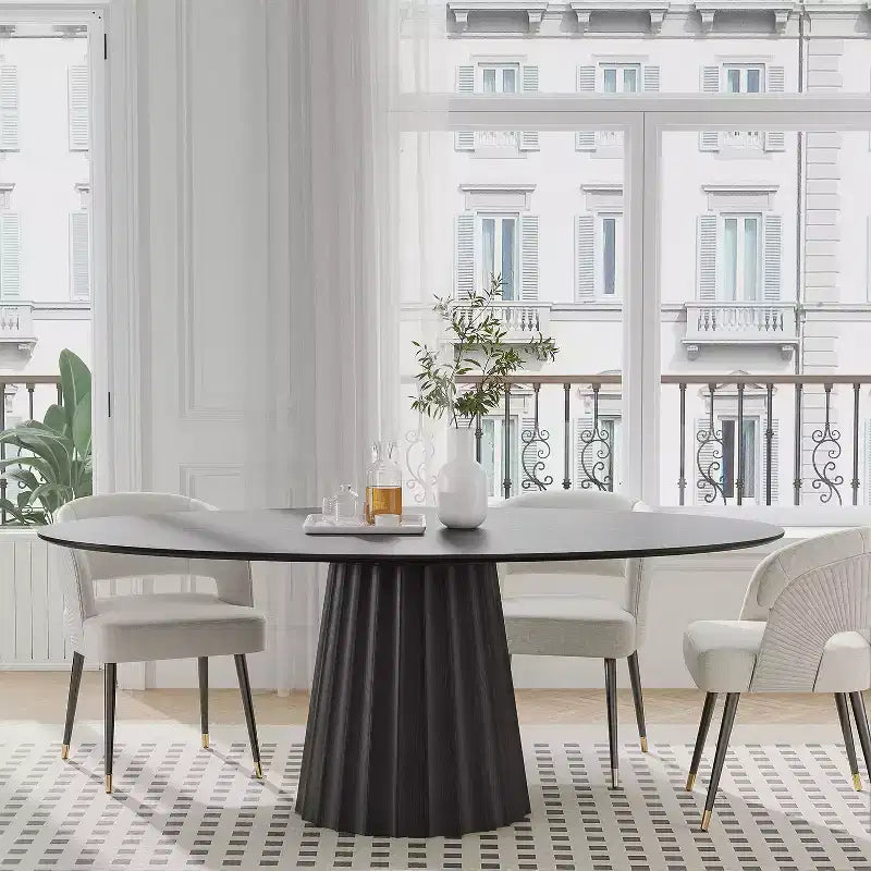 Table à manger ovale en bois massif de style nordique de 67 pouces