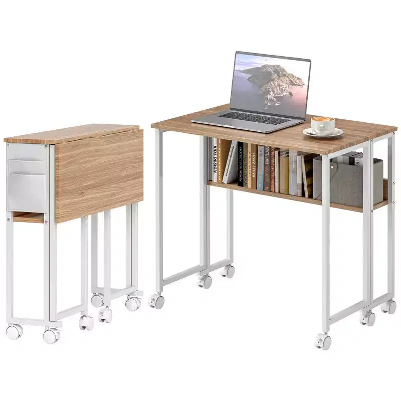 Petit Bureau Pliant, Bureau Informatique Pliable de 80 cm avec Sac de Rangement
