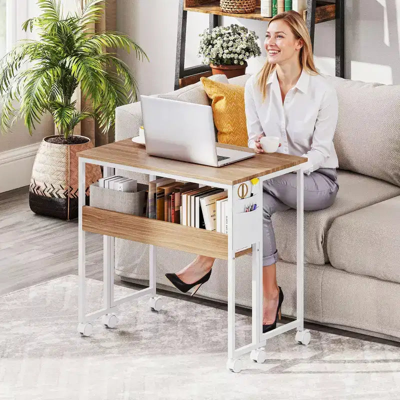 Petit Bureau Pliant, Bureau Informatique Pliable de 80 cm avec Sac de Rangement