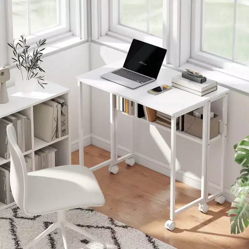 Petit Bureau Pliant, Bureau Informatique Pliable de 80 cm avec Sac de Rangement