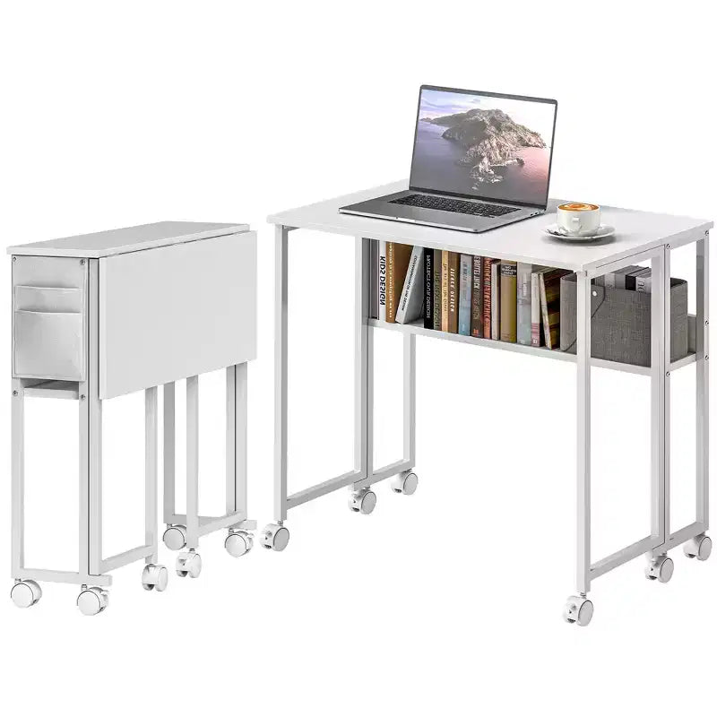 Petit Bureau Pliant, Bureau Informatique Pliable de 80 cm avec Sac de Rangement