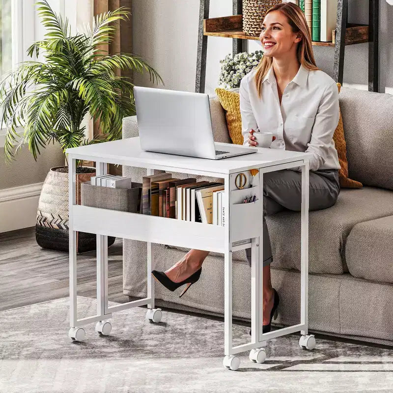 Petit Bureau Pliant, Bureau Informatique Pliable de 80 cm avec Sac de Rangement