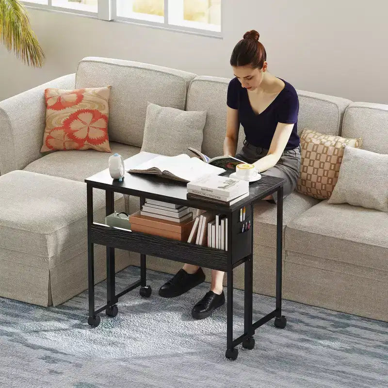 Petit Bureau Pliant, Bureau Informatique Pliable de 80 cm avec Sac de Rangement